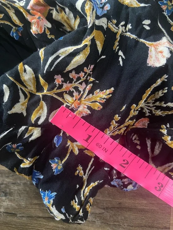 Kimchi Blue Black Floral Ruffle Shorts with Blue and Pink Accentst - Picture 8 of 10